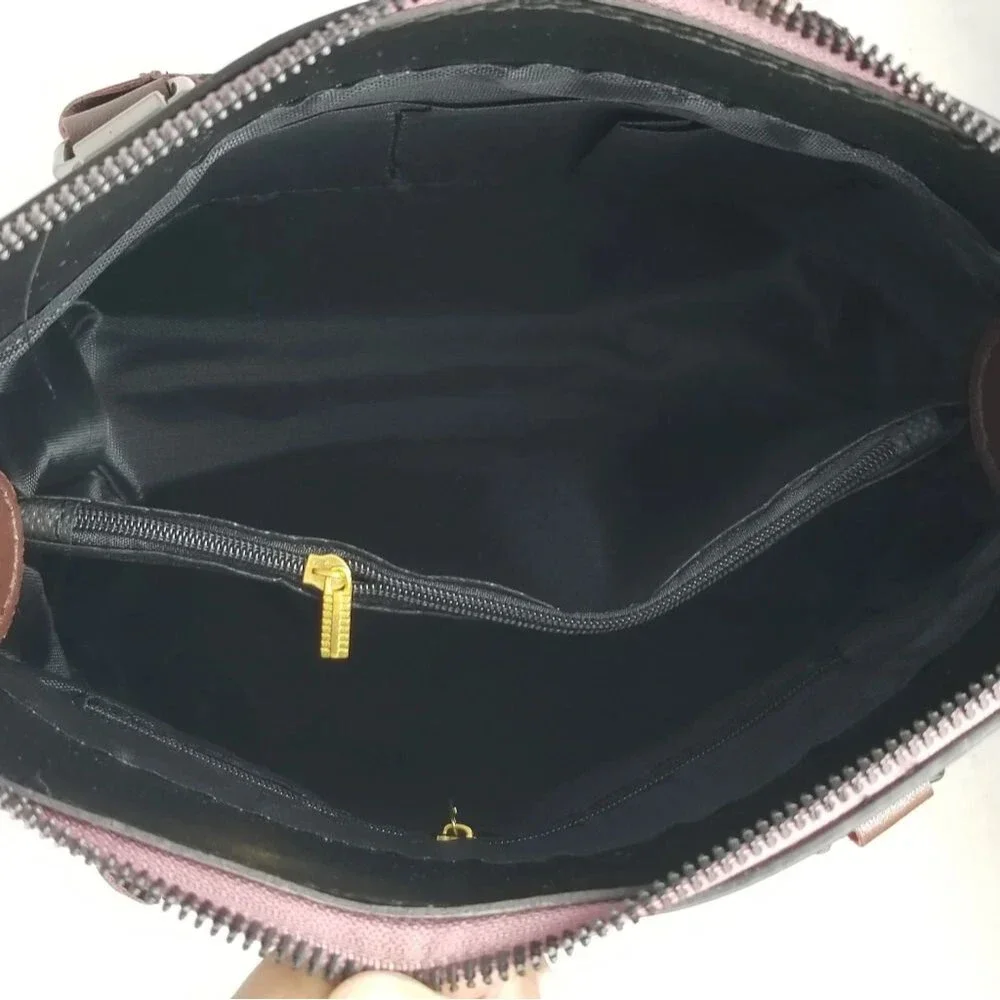 Dark Rose Double Strap Hand bag with Top Handle Scard